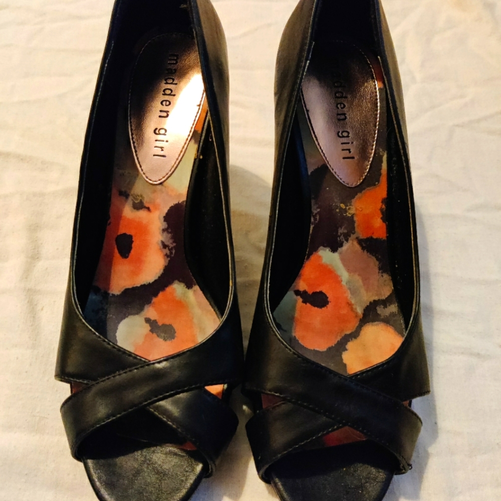 Black open toe heels